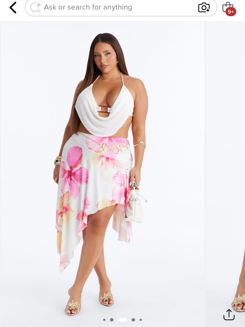 Fashion Nova Pink High-Low Midi Skirt